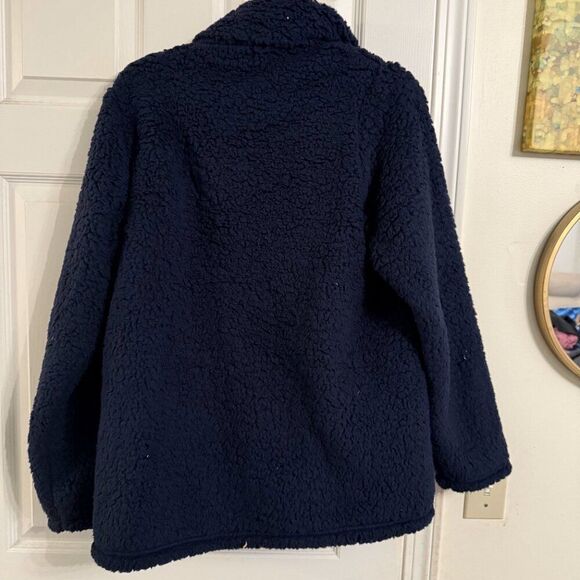 NWT Zenana Full Zip Sherpa Jacket - Dark Navy - Medium - Picture 2 of 2